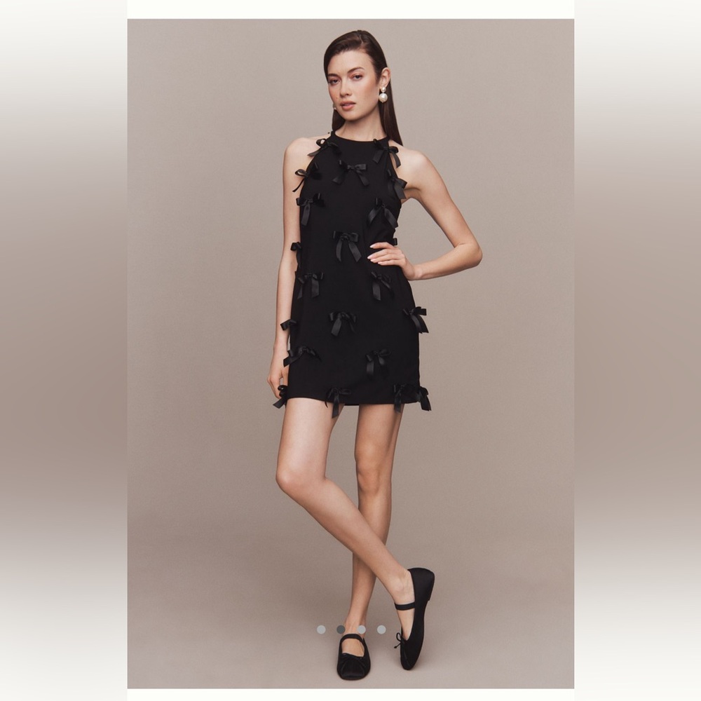 Hutch Halter All Over Bows Stretch Crepe Mini Dress